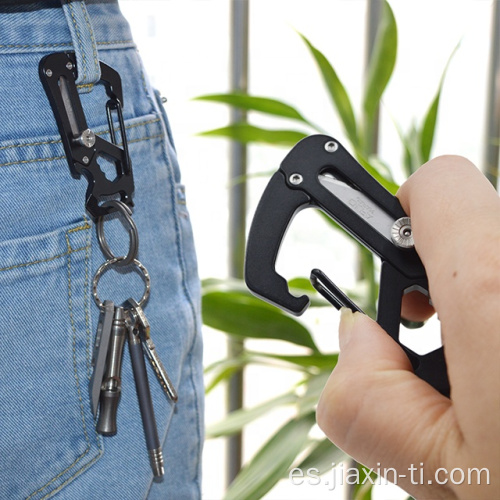 EDC Outdoor Survival Titanium Carabiner con cuchillo